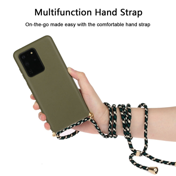 For Galaxy S20 Ultra Wheat Straw Material + TPU Protective Case with Lanyard
