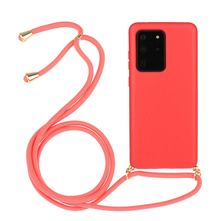 For Galaxy S20 Ultra Wheat Straw Material + TPU Protective Case with Lanyard