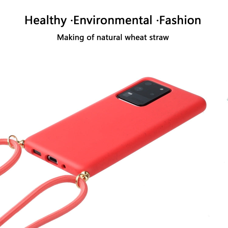 For Galaxy S20 Ultra Wheat Straw Material + TPU Protective Case with Lanyard
