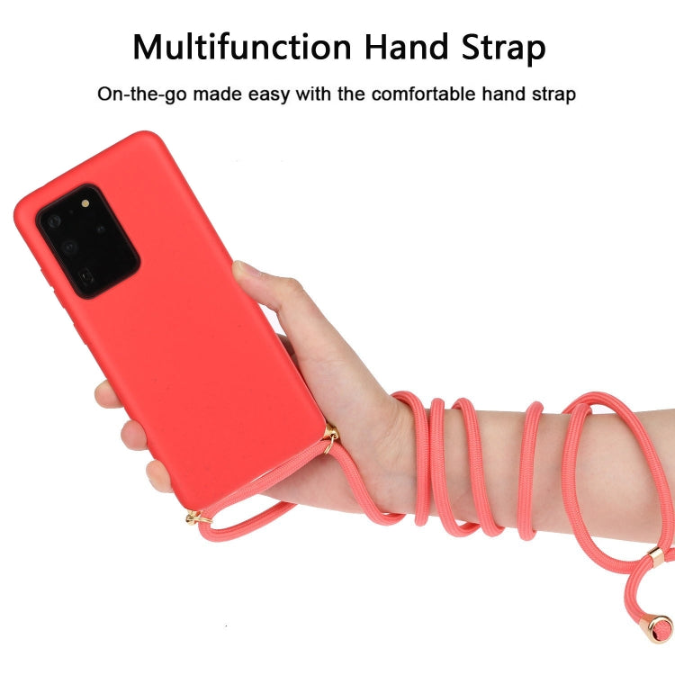For Galaxy S20 Ultra Wheat Straw Material + TPU Protective Case with Lanyard