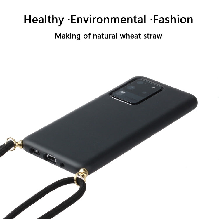 For Galaxy S20 Ultra Wheat Straw Material + TPU Protective Case with Lanyard