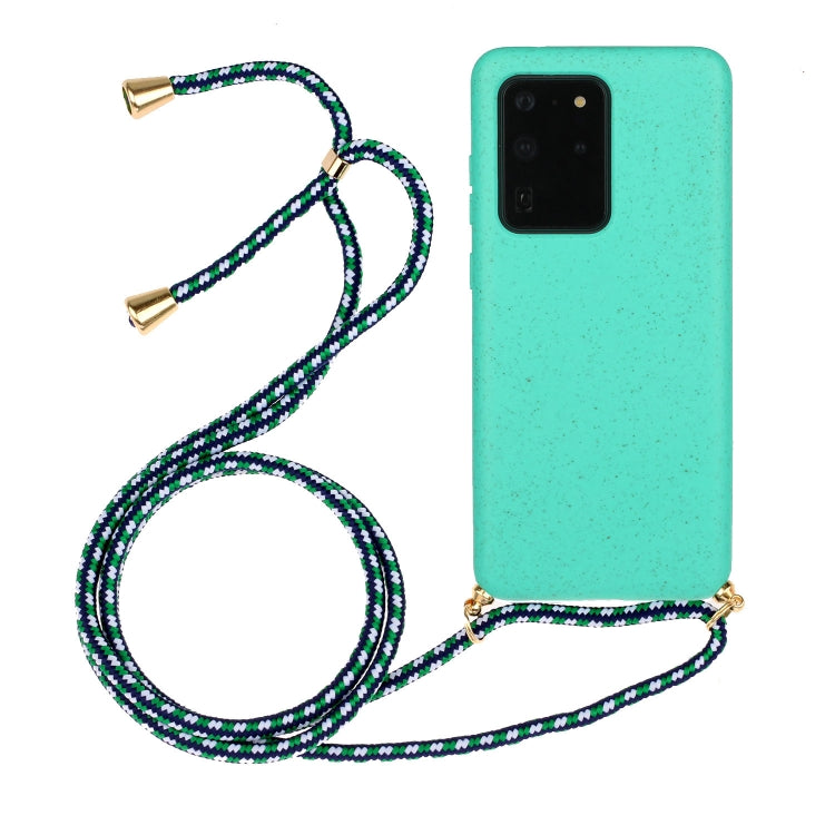 For Galaxy S20 Ultra Wheat Straw Material + TPU Protective Case with Lanyard