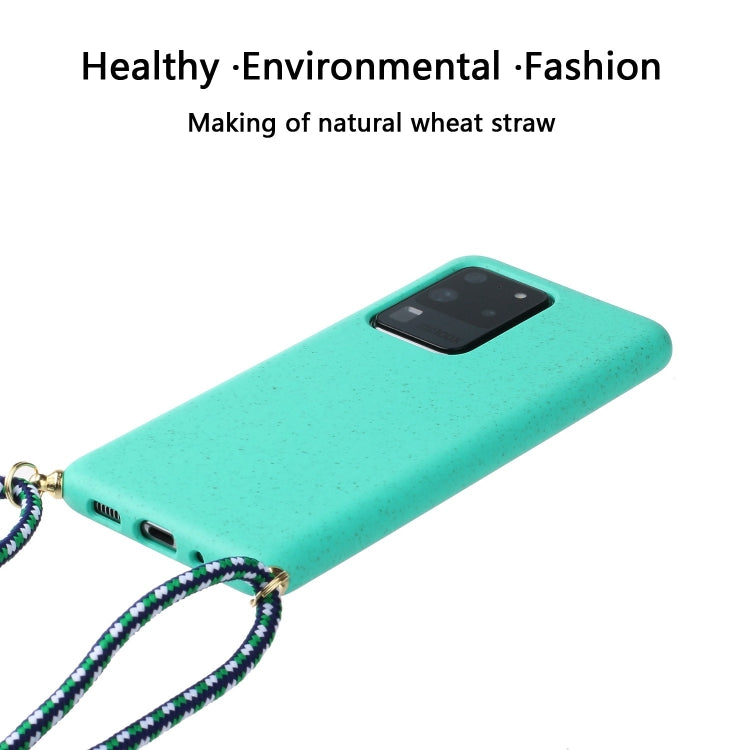 For Galaxy S20 Ultra Wheat Straw Material + TPU Protective Case with Lanyard
