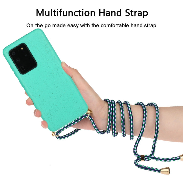 For Galaxy S20 Ultra Wheat Straw Material + TPU Protective Case with Lanyard