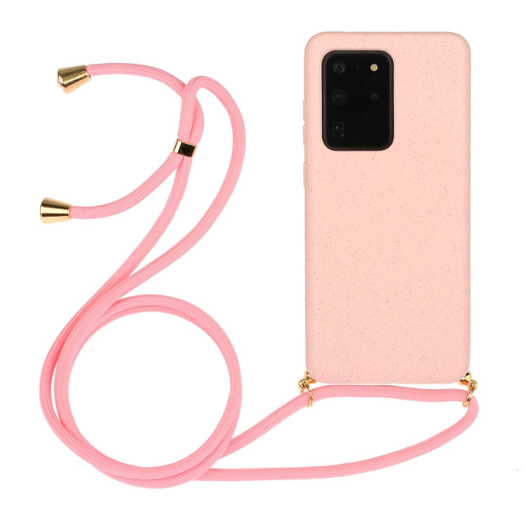For Galaxy S20 Ultra Wheat Straw Material + TPU Protective Case with Lanyard
