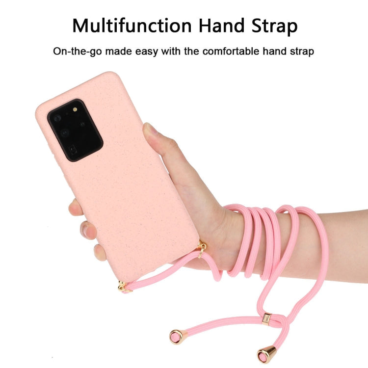 For Galaxy S20 Ultra Wheat Straw Material + TPU Protective Case with Lanyard