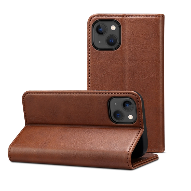 For iPhone 14 Calf Texture Horizontal Flip Leather Phone Case