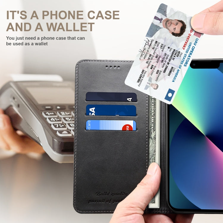 For iPhone 14 Plus Calf Texture Horizontal Flip Leather Phone Case