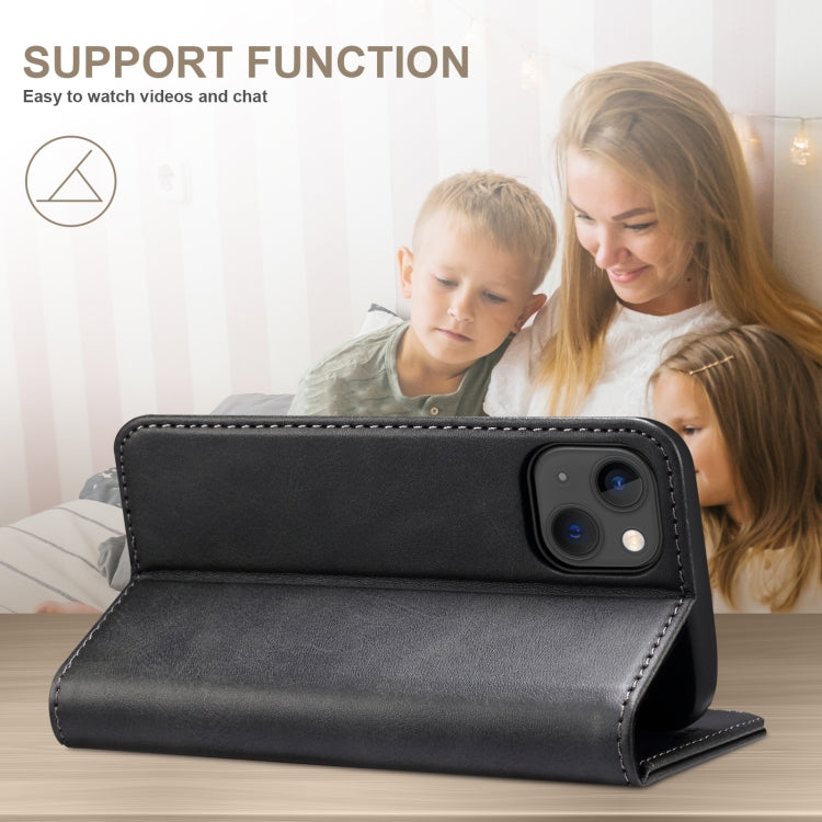 For iPhone 14 Plus Calf Texture Horizontal Flip Leather Phone Case