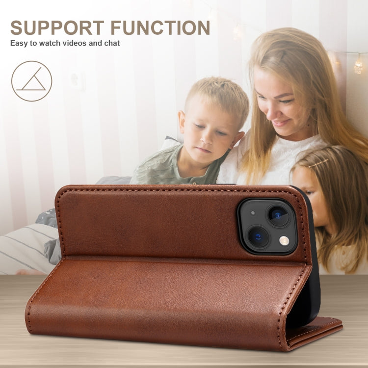 For iPhone 14 Plus Calf Texture Horizontal Flip Leather Phone Case