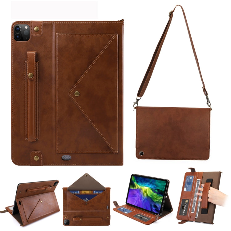 For iPad Pro 11 2021 / 2020 Envelope Horizontal Flip PU Leather Tablet Case with Card Slots & Pen Slots & Holder & Wallet & Photo Frame & Shoulder Strap