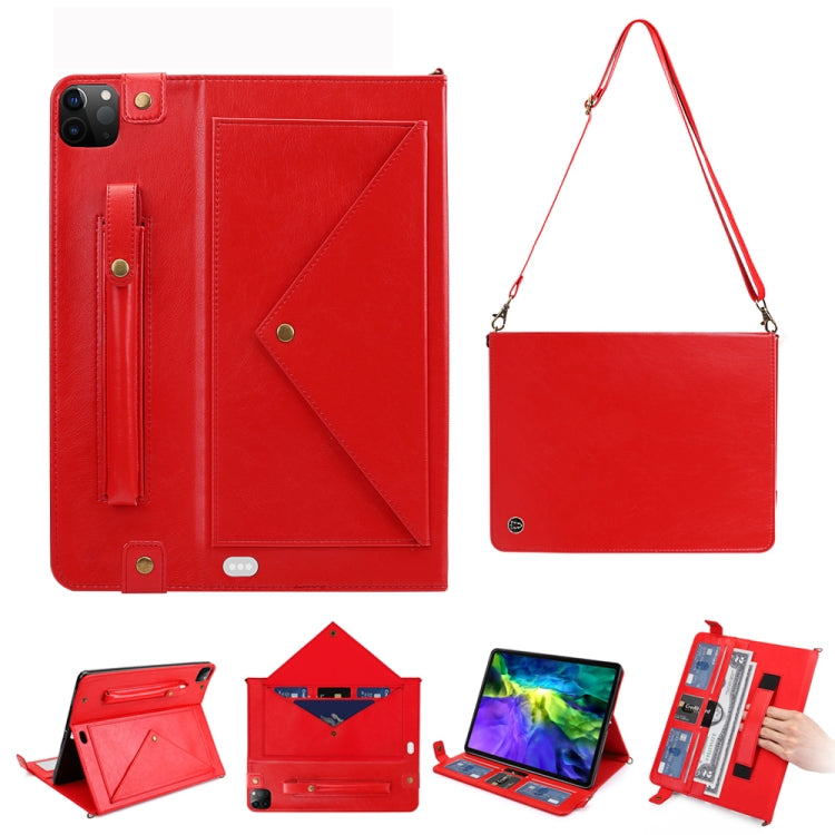 For iPad Pro 12.9 2021 / 2020 Envelope Horizontal Flip PU Leather Tablet Case with Card Slots & Pen Slots & Holder & Wallet & Photo Frame & Shoulder Strap