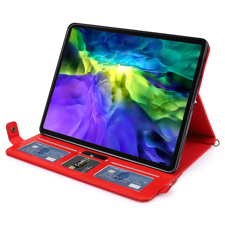 For iPad Pro 12.9 2021 / 2020 Envelope Horizontal Flip PU Leather Tablet Case with Card Slots & Pen Slots & Holder & Wallet & Photo Frame & Shoulder Strap