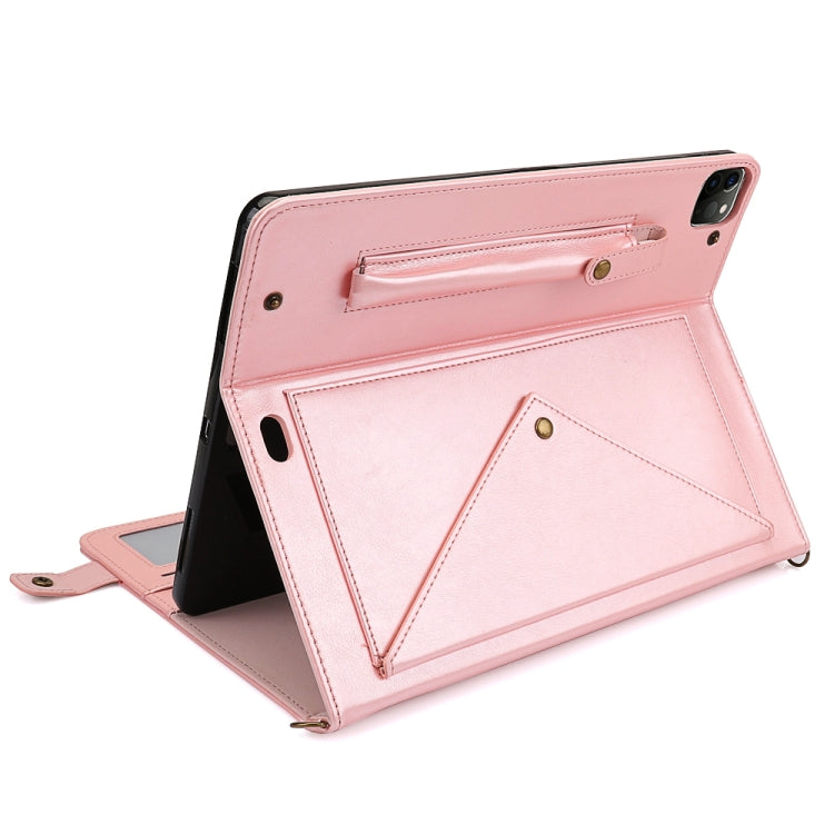 For iPad Pro 12.9 2021 / 2020 Envelope Horizontal Flip PU Leather Tablet Case with Card Slots & Pen Slots & Holder & Wallet & Photo Frame & Shoulder Strap