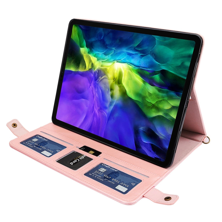 For iPad Pro 12.9 2021 / 2020 Envelope Horizontal Flip PU Leather Tablet Case with Card Slots & Pen Slots & Holder & Wallet & Photo Frame & Shoulder Strap