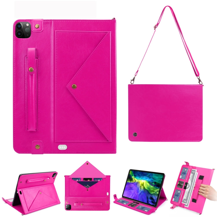 For iPad Pro 12.9 2021 / 2020 Envelope Horizontal Flip PU Leather Tablet Case with Card Slots & Pen Slots & Holder & Wallet & Photo Frame & Shoulder Strap
