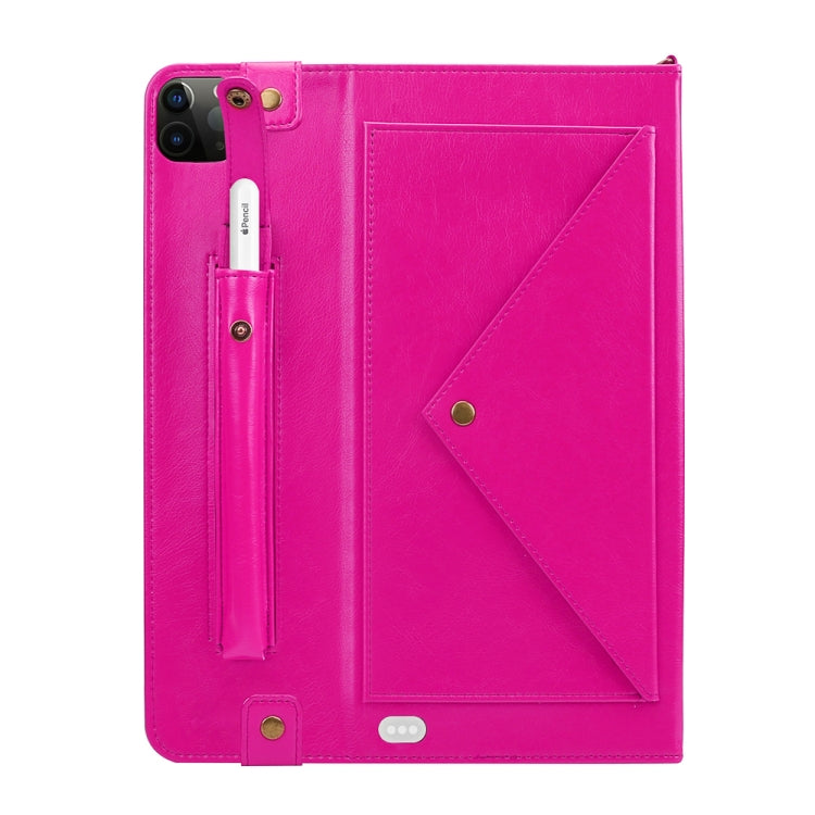 For iPad Pro 12.9 2021 / 2020 Envelope Horizontal Flip PU Leather Tablet Case with Card Slots & Pen Slots & Holder & Wallet & Photo Frame & Shoulder Strap