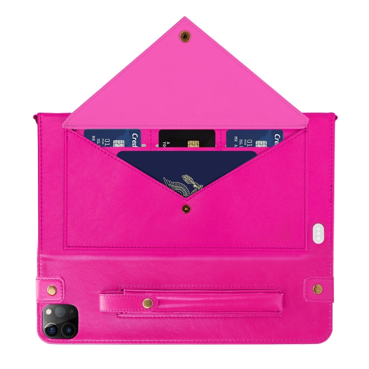 For iPad Pro 12.9 2021 / 2020 Envelope Horizontal Flip PU Leather Tablet Case with Card Slots & Pen Slots & Holder & Wallet & Photo Frame & Shoulder Strap