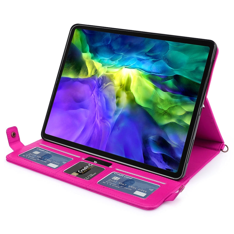 For iPad Pro 12.9 2021 / 2020 Envelope Horizontal Flip PU Leather Tablet Case with Card Slots & Pen Slots & Holder & Wallet & Photo Frame & Shoulder Strap