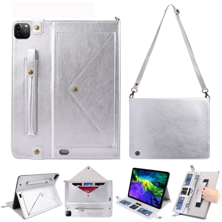 For iPad Pro 12.9 2021 / 2020 Envelope Horizontal Flip PU Leather Tablet Case with Card Slots & Pen Slots & Holder & Wallet & Photo Frame & Shoulder Strap