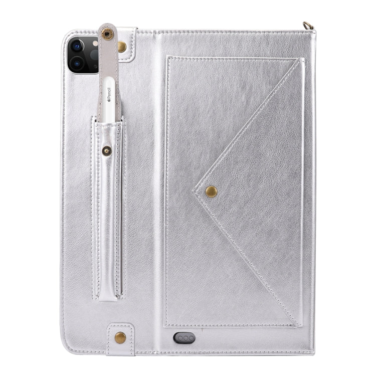 For iPad Pro 12.9 2021 / 2020 Envelope Horizontal Flip PU Leather Tablet Case with Card Slots & Pen Slots & Holder & Wallet & Photo Frame & Shoulder Strap