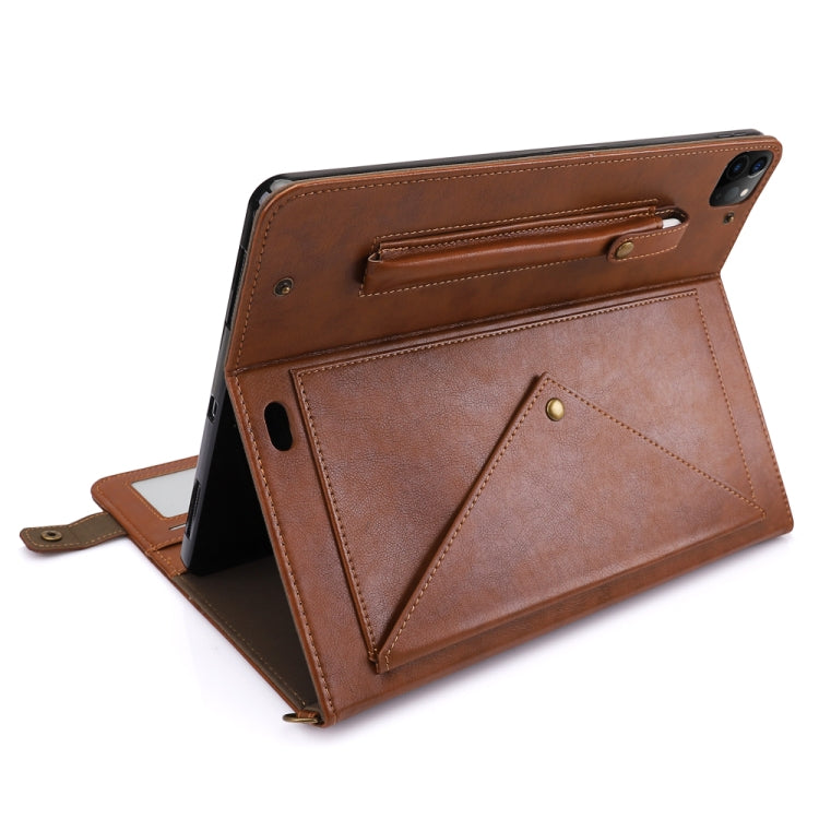 For iPad Pro 12.9 2021 / 2020 Envelope Horizontal Flip PU Leather Tablet Case with Card Slots & Pen Slots & Holder & Wallet & Photo Frame & Shoulder Strap