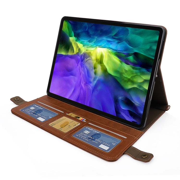 For iPad Pro 12.9 2021 / 2020 Envelope Horizontal Flip PU Leather Tablet Case with Card Slots & Pen Slots & Holder & Wallet & Photo Frame & Shoulder Strap