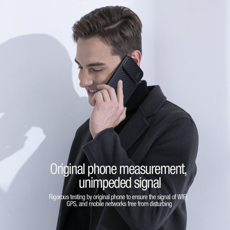 For iPhone 14 Pro Max NILLKIN Synthetic Fiber Camshield Phone Case(Black)