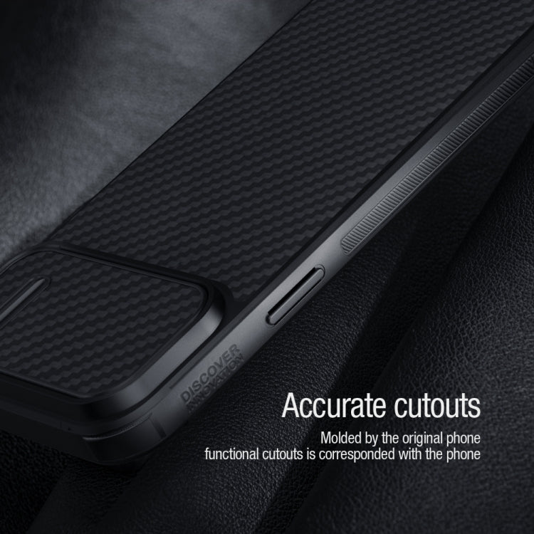 For iPhone 14 Pro Max NILLKIN Synthetic Fiber Camshield Phone Case(Black)