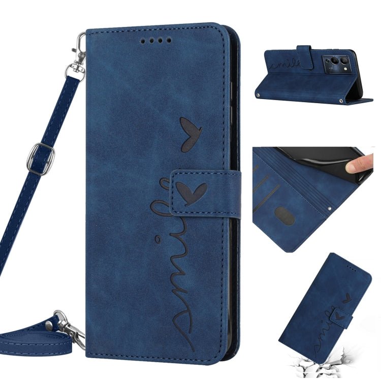 For Infinix Note 12 G96 Skin Feel Heart Pattern Leather Phone Case with Lanyard