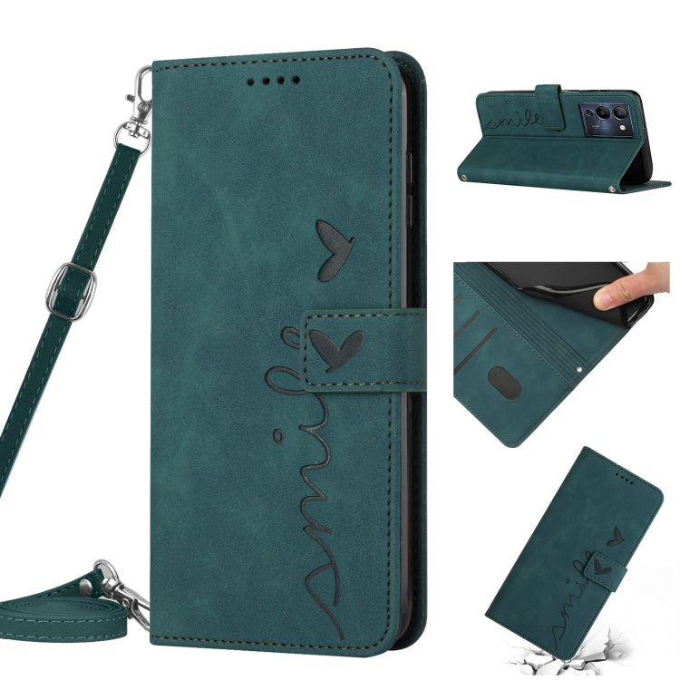 For Infinix Note 12 G96 Skin Feel Heart Pattern Leather Phone Case with Lanyard