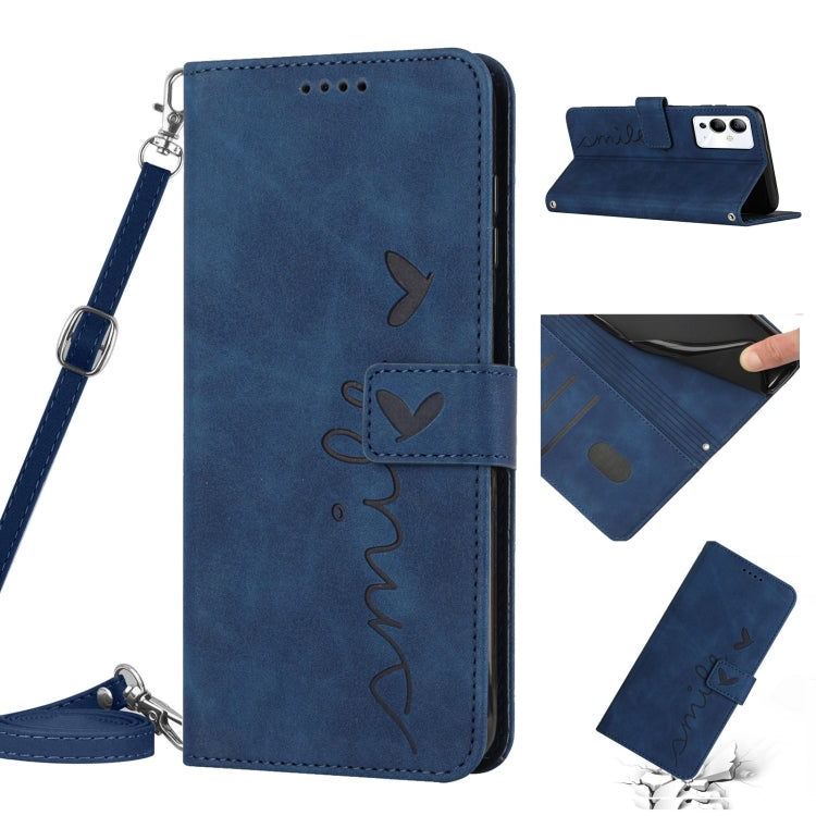 For Infinix Note 12i Skin Feel Heart Pattern Leather Phone Case with Lanyard