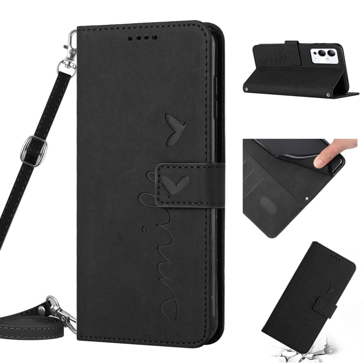 For Infinix Note 12i Skin Feel Heart Pattern Leather Phone Case with Lanyard