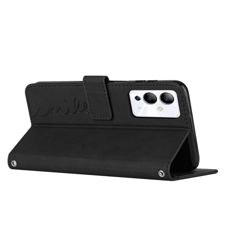 For Infinix Note 12i Skin Feel Heart Pattern Leather Phone Case with Lanyard
