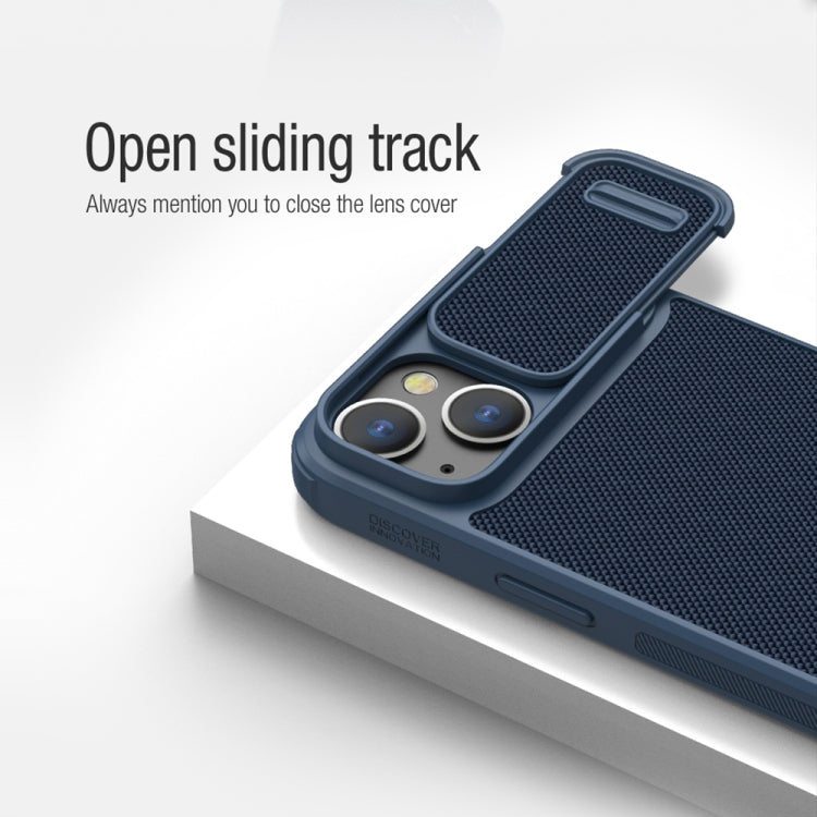 For iPhone 14 NILLKIN 3D Textured Camshield PC + TPU Phone Case