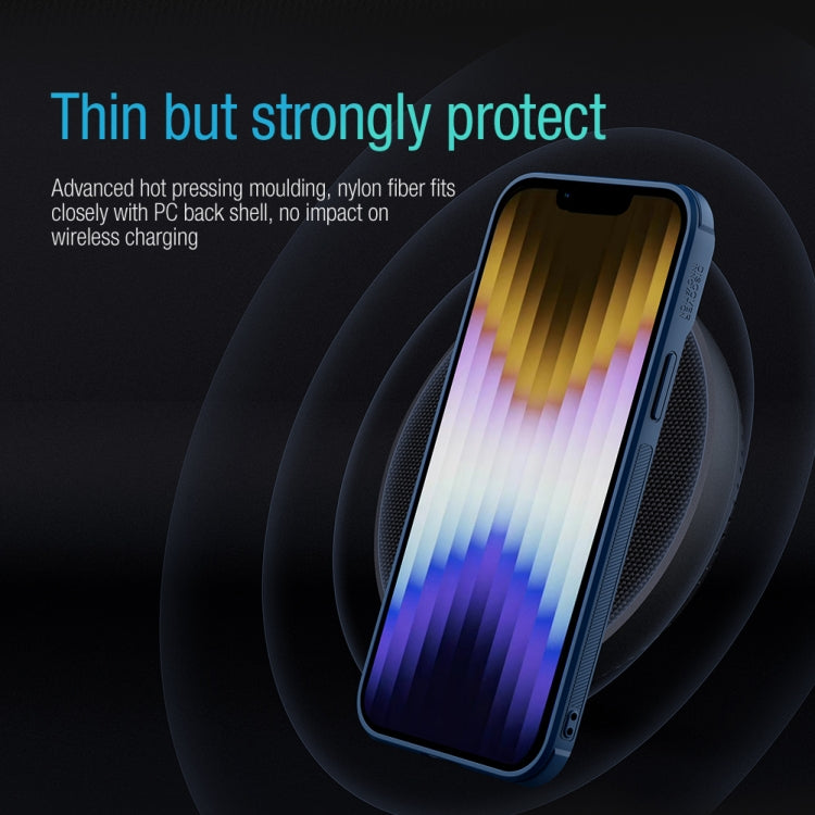 For iPhone 14 NILLKIN 3D Textured Camshield PC + TPU Phone Case