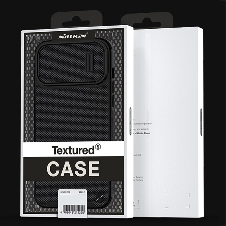 For iPhone 14 NILLKIN 3D Textured Camshield PC + TPU Phone Case