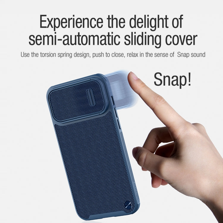 For iPhone 14 Plus  NILLKIN 3D Textured Camshield PC + TPU Phone Case