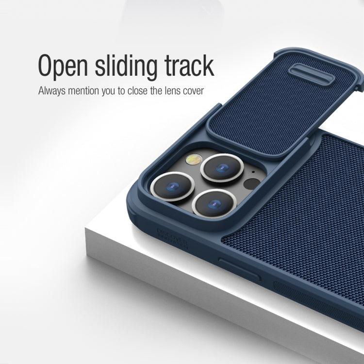For iPhone 14 Pro NILLKIN 3D Textured Camshield PC + TPU Phone Case