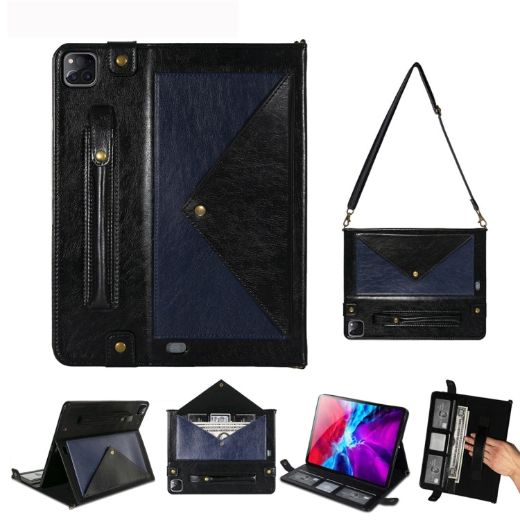For iPad Pro 12.9 2021 / 2020 Envelope Color Matching Horizontal Flip PU Leather Tablet Case with Card Slots & Pen Slots & Holder & Wallet & Photo Frame & Shoulder Strap