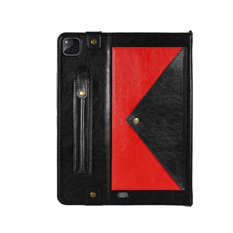 For iPad Pro 12.9 2021 / 2020 Envelope Color Matching Horizontal Flip PU Leather Tablet Case with Card Slots & Pen Slots & Holder & Wallet & Photo Frame & Shoulder Strap