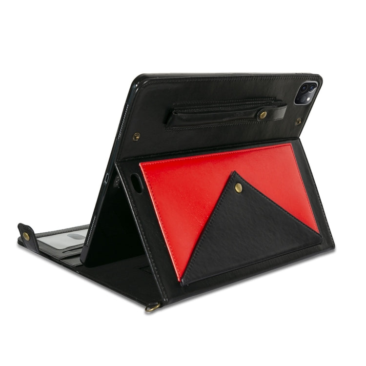 For iPad Pro 12.9 2021 / 2020 Envelope Color Matching Horizontal Flip PU Leather Tablet Case with Card Slots & Pen Slots & Holder & Wallet & Photo Frame & Shoulder Strap