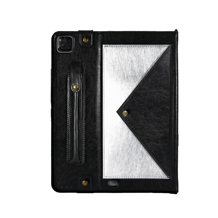 For iPad Pro 12.9 2021 / 2020 Envelope Color Matching Horizontal Flip PU Leather Tablet Case with Card Slots & Pen Slots & Holder & Wallet & Photo Frame & Shoulder Strap