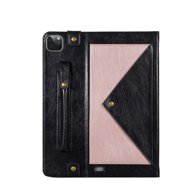 For iPad Pro 12.9 2021 / 2020 Envelope Color Matching Horizontal Flip PU Leather Tablet Case with Card Slots & Pen Slots & Holder & Wallet & Photo Frame & Shoulder Strap