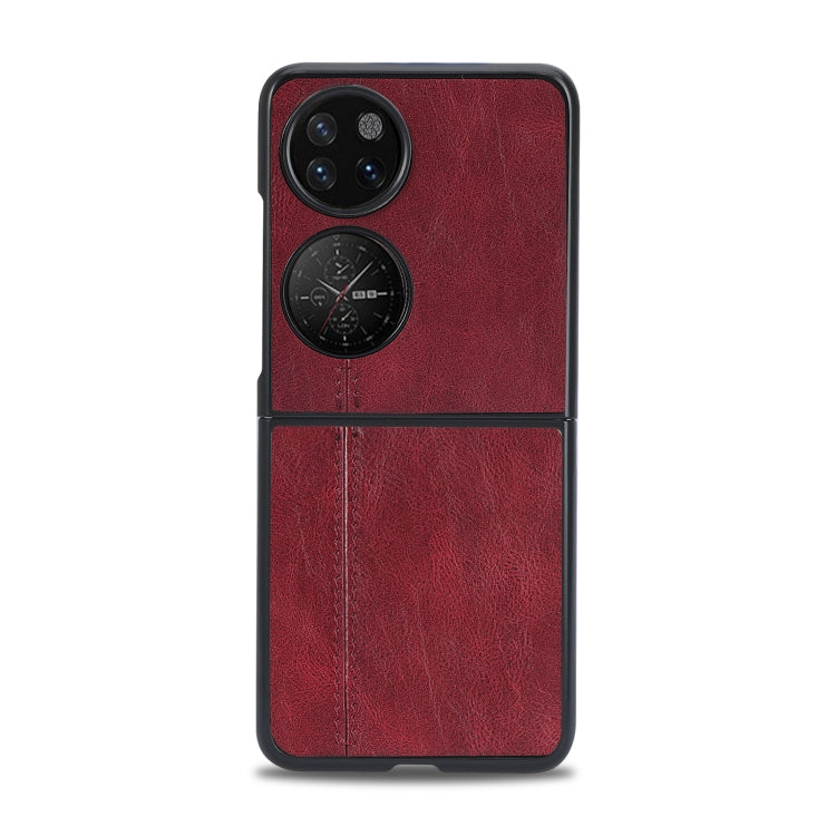 For Huawei P50 Pocket Sewing Cow Pattern Skin PC + PU + TPU Case