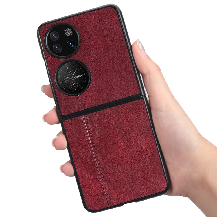 For Huawei P50 Pocket Sewing Cow Pattern Skin PC + PU + TPU Case
