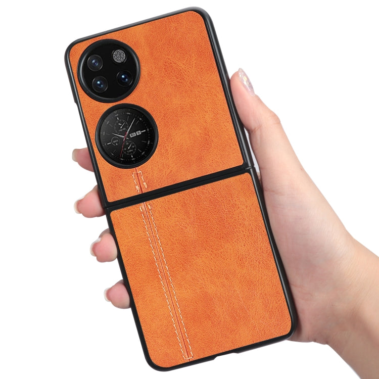 For Huawei P50 Pocket Sewing Cow Pattern Skin PC + PU + TPU Case