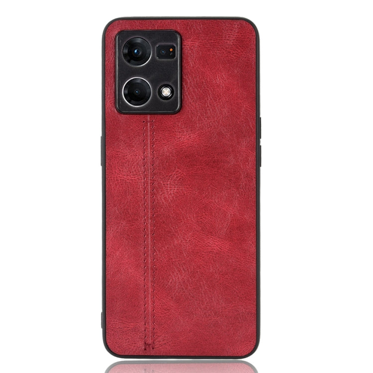 For OPPO Reno7 4G Sewing Cow Pattern Skin PC + PU + TPU Case