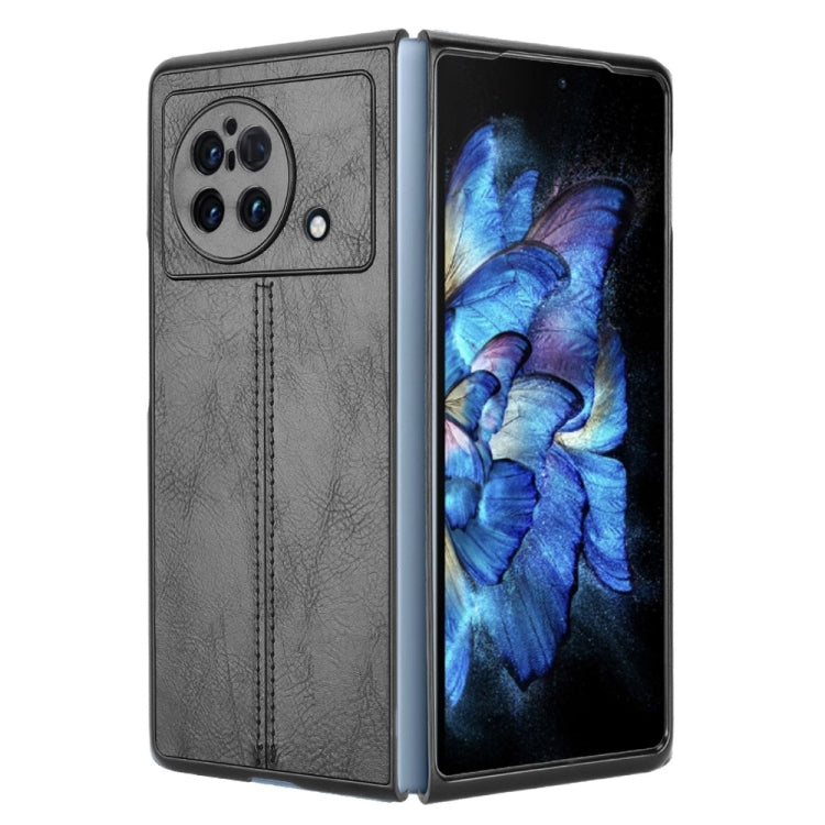 For vivo X Fold Sewing Cow Pattern Skin PC + PU + TPU Case