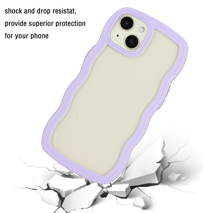 For iPhone 14 Candy Color Wave TPU Clear PC Phone Case